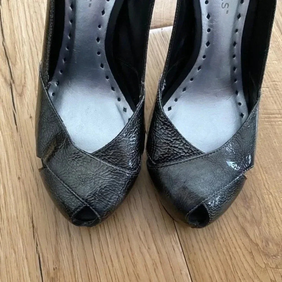 BCBGirls Peep Toe Silver Metallic Pumps - Picture 9 of 12